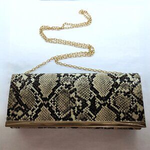 Faux Snakeskin Clutch Purse w/Chain Strap